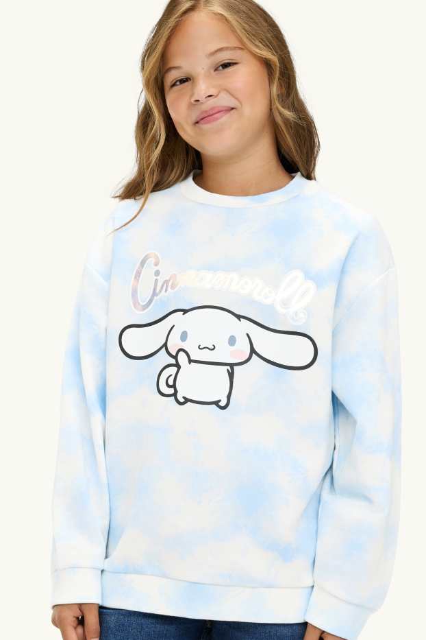 Children Girls - Cinnamoroll - sweatshirt - shiny - patterned - white / light blue