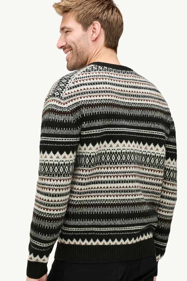 Hommes - Pull - à motif - noir / blanc