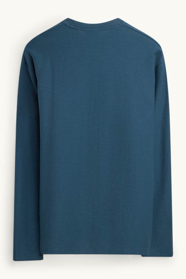 Bărbați - Tricou cu mânecă lungă - relaxed fit - albastru închis