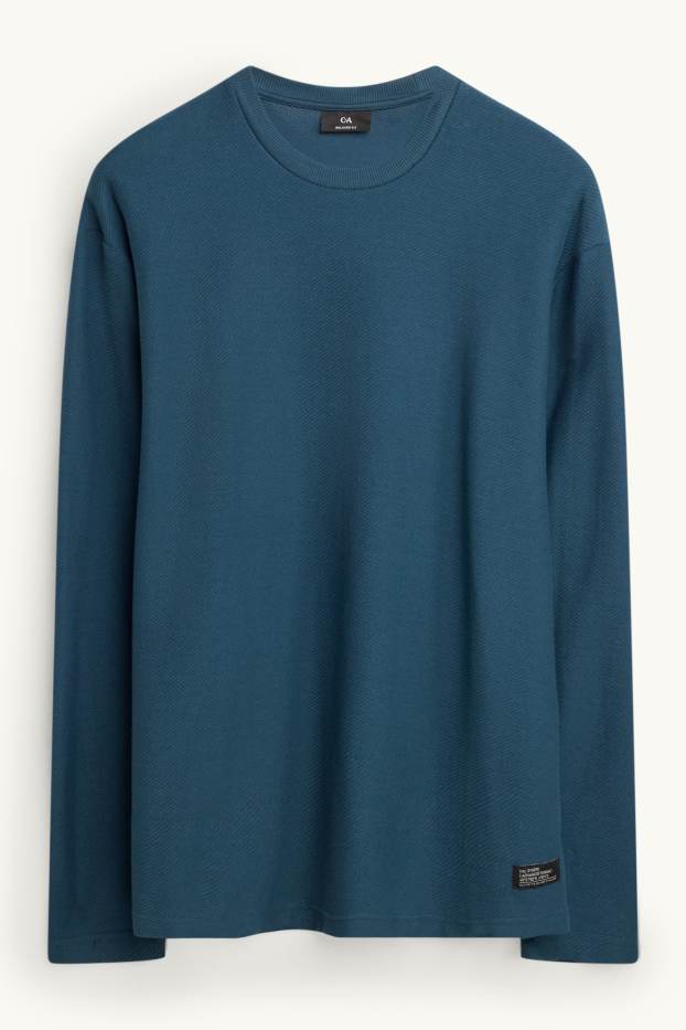 Bărbați - Tricou cu mânecă lungă - relaxed fit - albastru închis