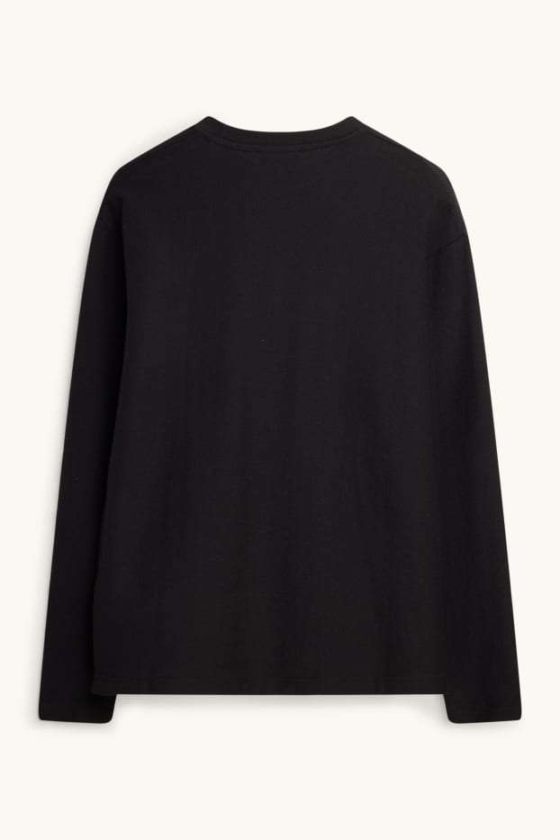 Bărbați - Tricou cu mânecă lungă - relaxed fit - negru