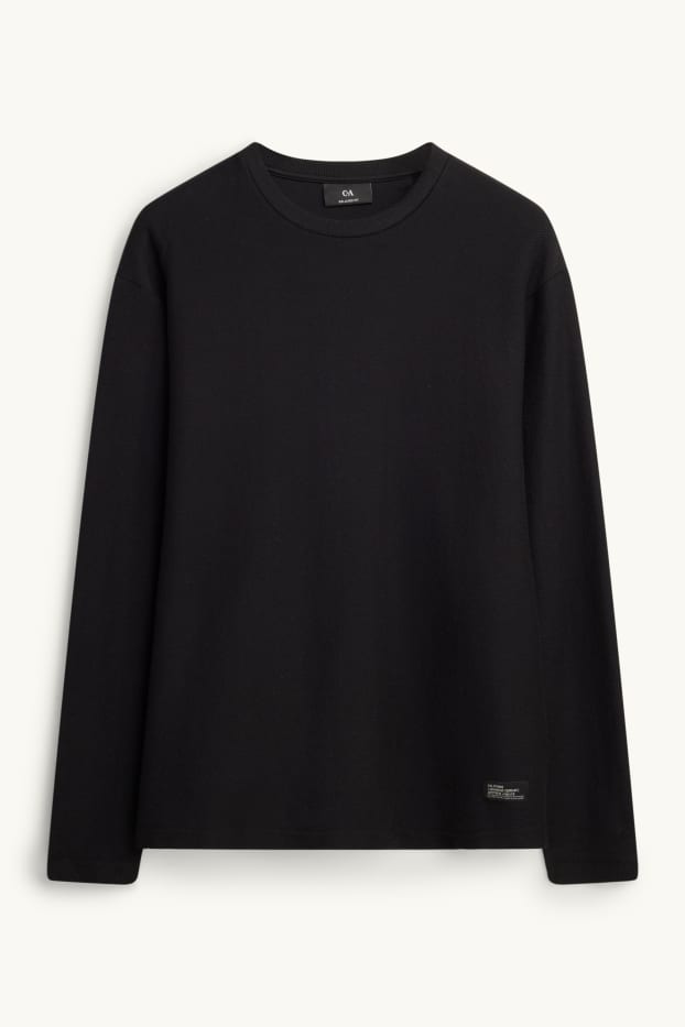 Bărbați - Tricou cu mânecă lungă - relaxed fit - negru