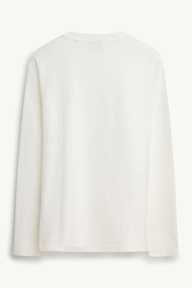 Herren - Langarmshirt - Relaxed Fit - weiß