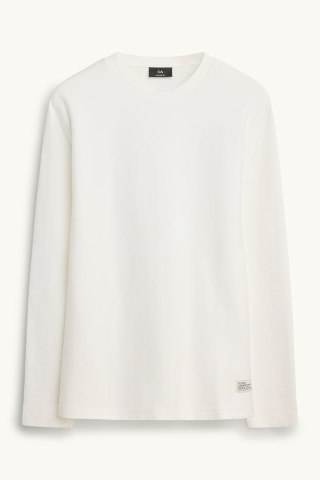 Herren - Langarmshirt - Relaxed Fit - weiß