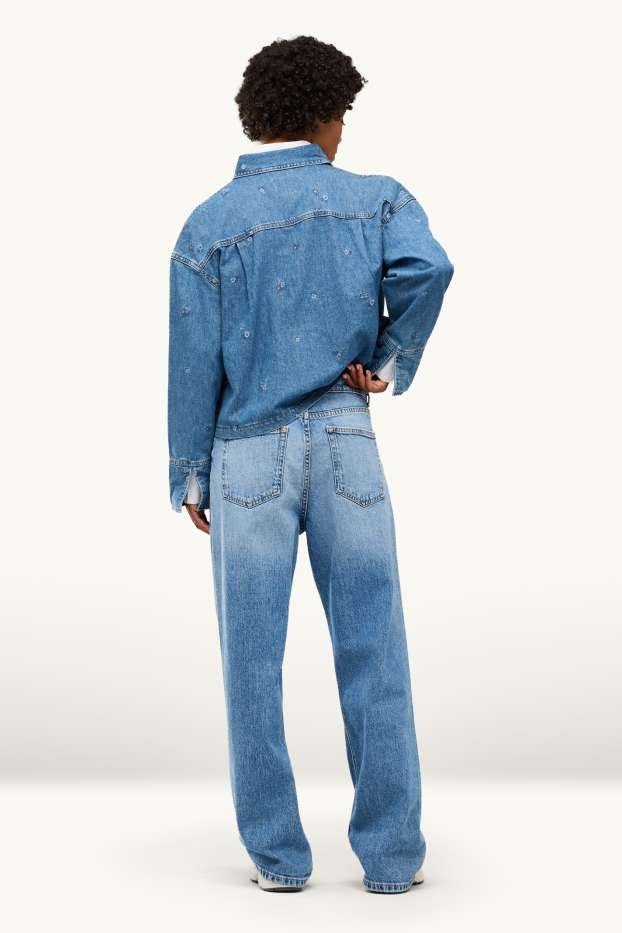 Damen - Baggy Jeans - Mid Waist - jeansblau