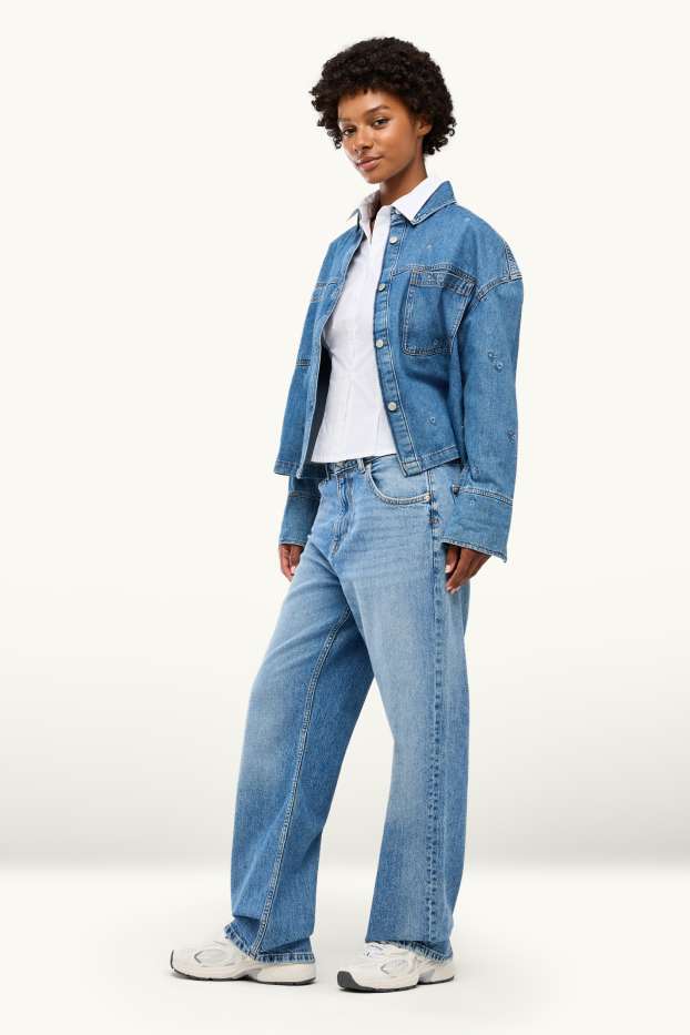 Damen - Baggy Jeans - Mid Waist - jeansblau