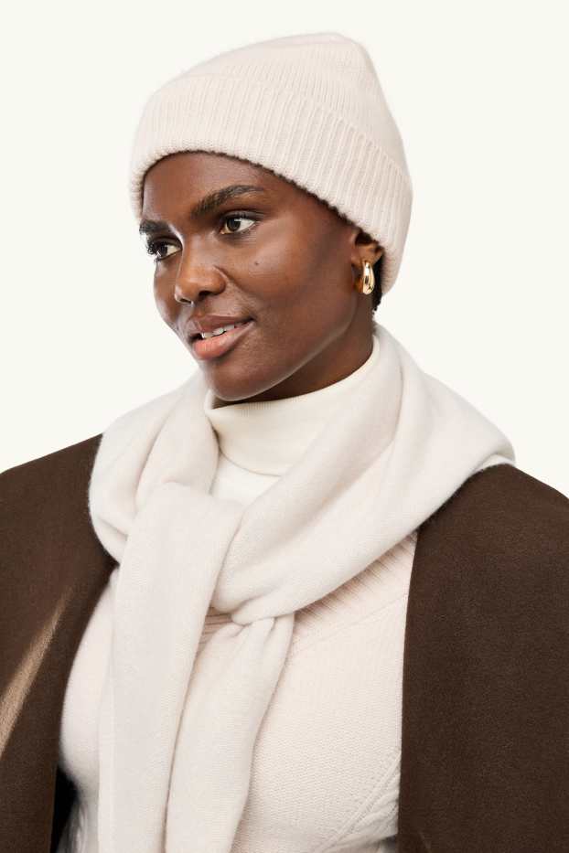 Women - Cashmere beanie - white