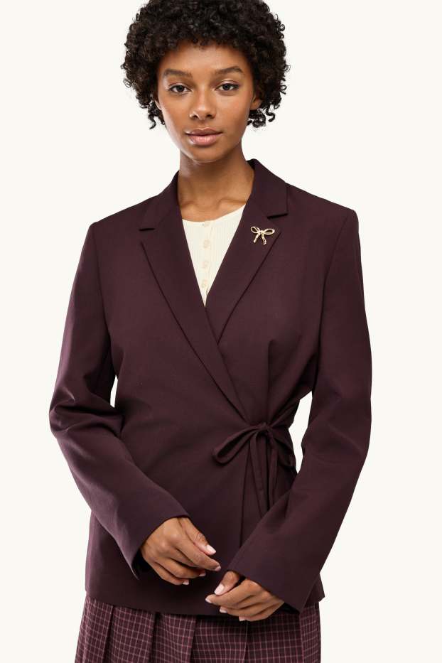 Women - Blazer - relaxed fit - dark brown