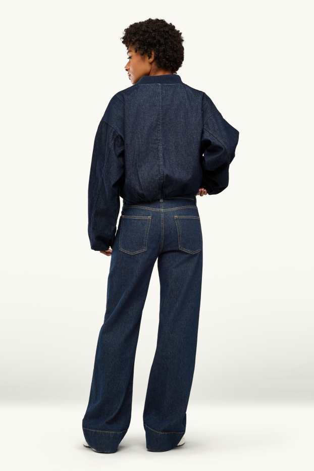 Dámské - Wide leg jeans - low waist - džíny - tmavomodré
