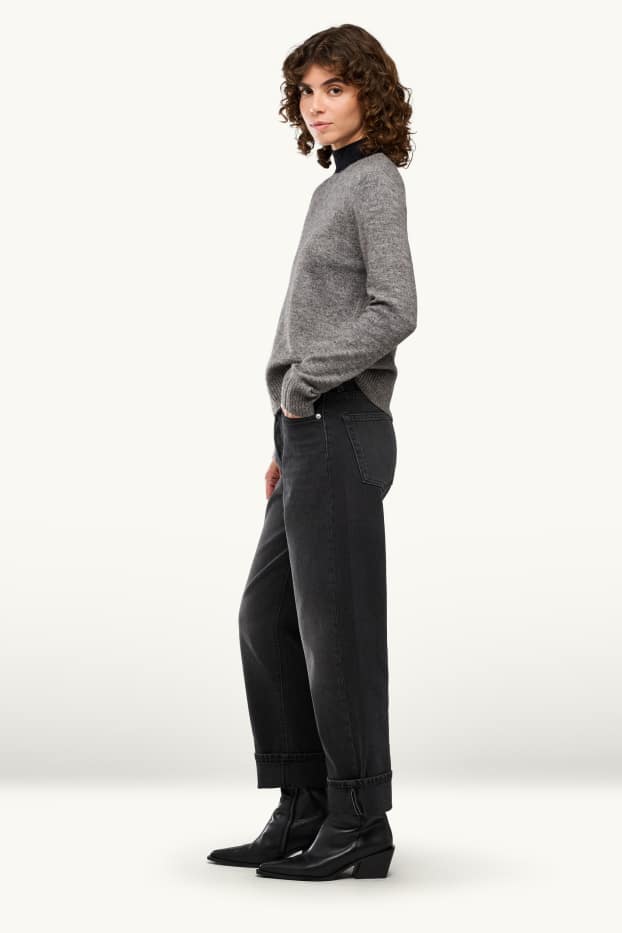Damen - Boyfriend Jeans - Mid Waist - LYCRA® - dunkeljeansgrau