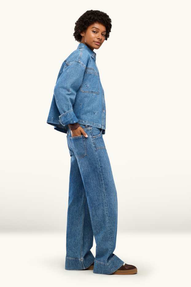 Damen - Wide Leg Jeans - Low Waist - jeansblau