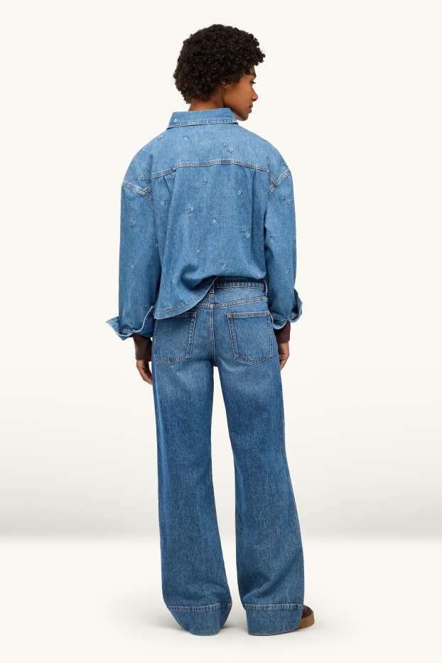 Damen - Wide Leg Jeans - Low Waist - jeansblau