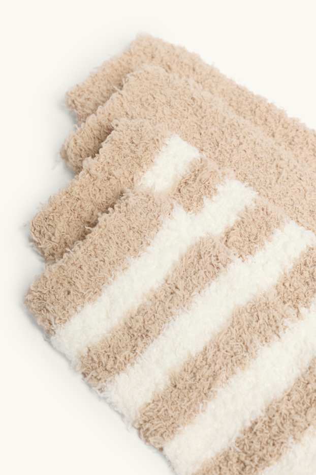 Damen - Multipack 2er - Kuschelsocken - gestreift - beige