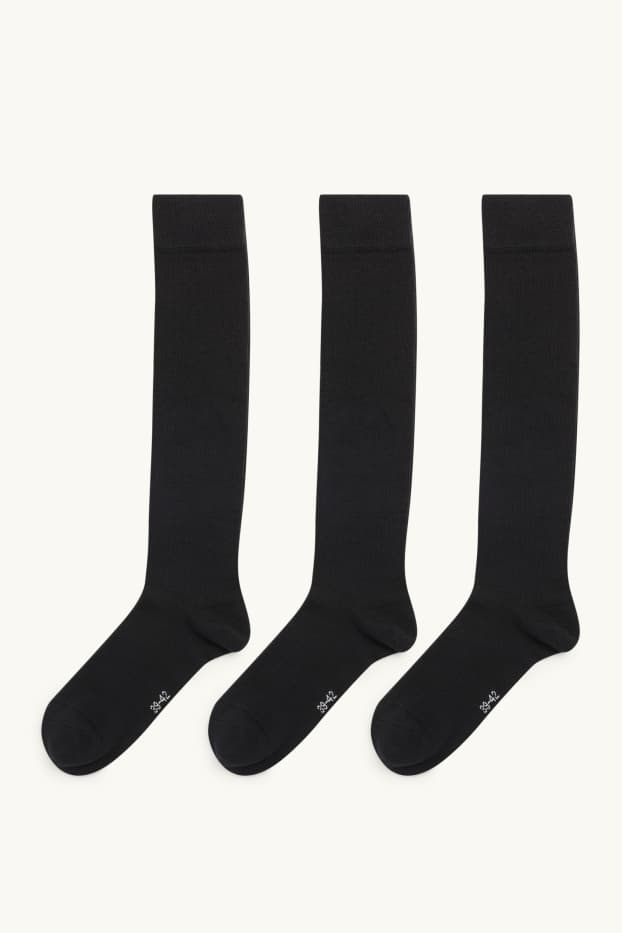 Women - Multipack of 3 - knee-high socks - black