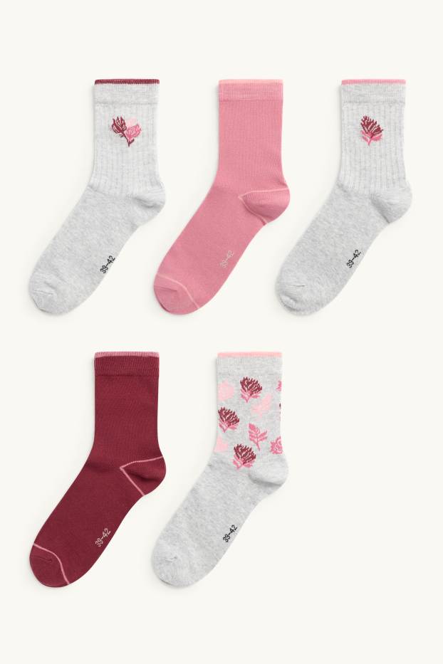 Women - Multipack of 5 - socks - rose