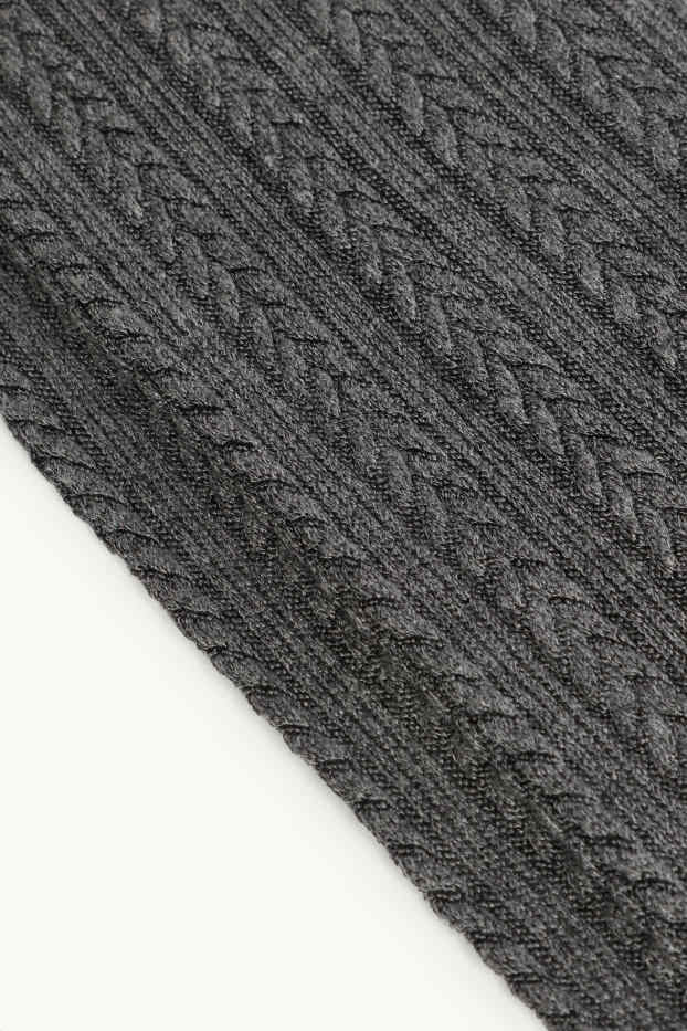 Women - Tights - cable knit pattern - dark gray