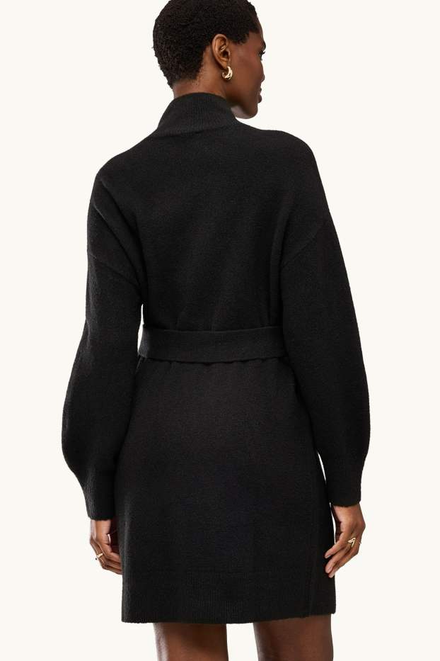 Dona - Vestit de punt amb cinturó - straight fit - negre