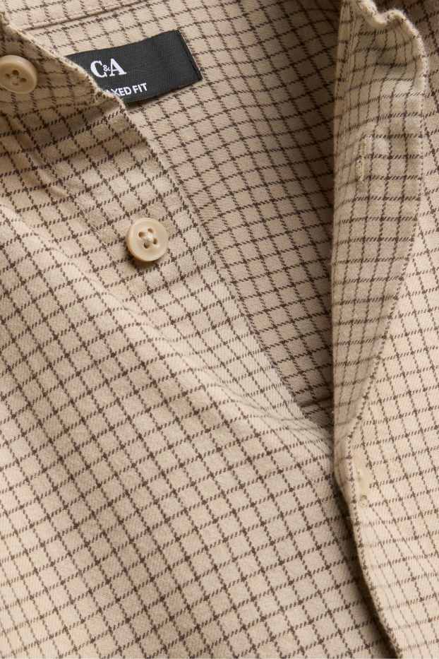 Hommes - Chemise - relaxed fit - col kent - à carreaux - beige / marron