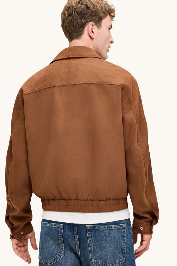 Herren - Jacke - Velourslederimitat - braun