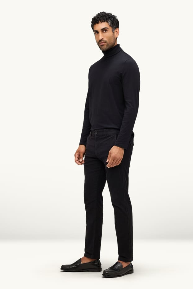 Bărbați - Chino din catifea reiată - slim fit - structurați - negru