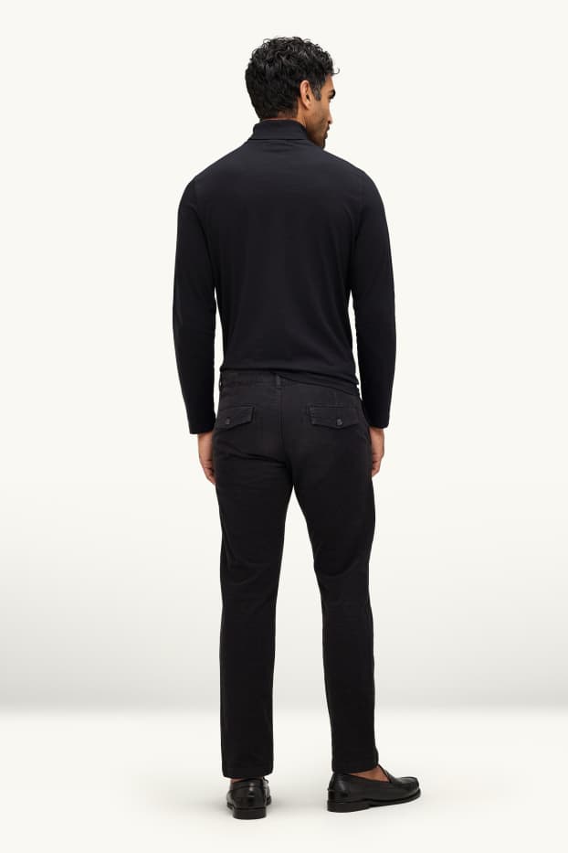 Bărbați - Chino din catifea reiată - slim fit - structurați - negru