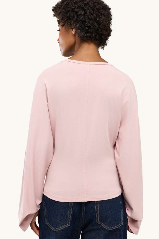 Damen - Langarmshirt - Slim Fit - hellrosa