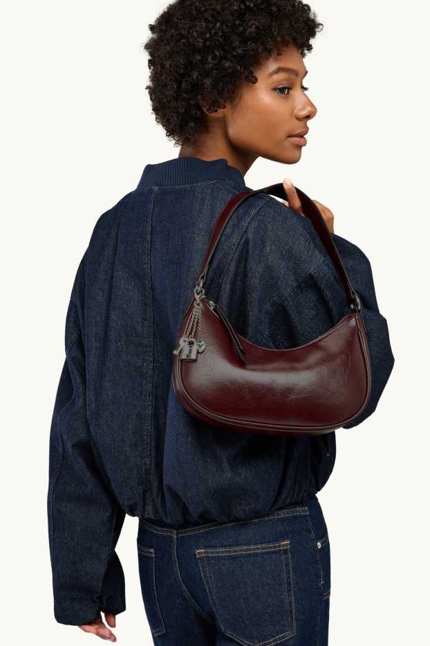 Femmes - Sac d'épaule - matière synthétique - bordeaux