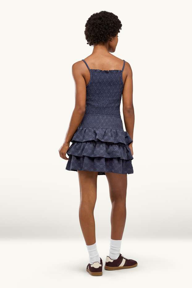 Femmes - Jupe - finition texturée - bleu foncé