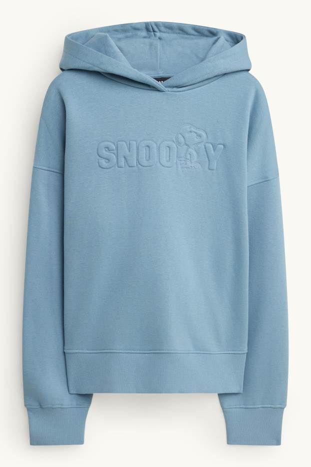 Dámské - Mikina s kapucí - Snoopy - světle modrá