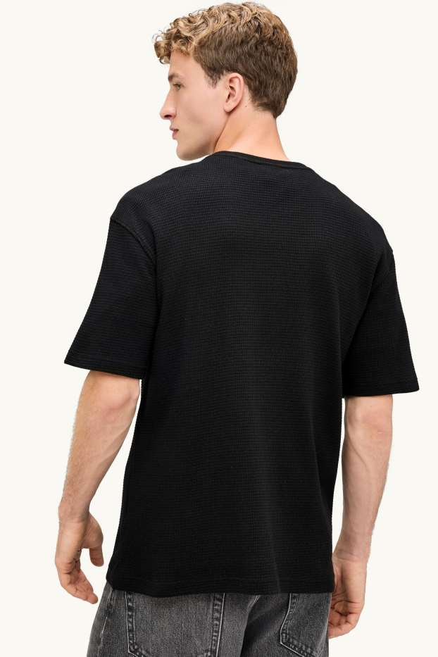 Bărbați - Tricou - relaxed fit - structurat - negru