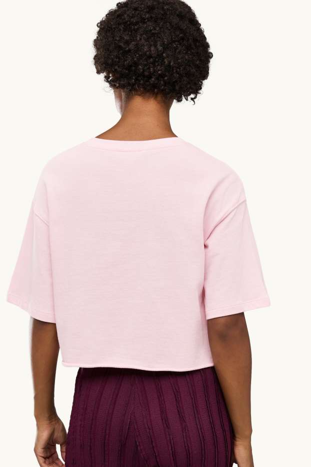 Damen - Crop T-Shirt - Relaxed Fit - rosa