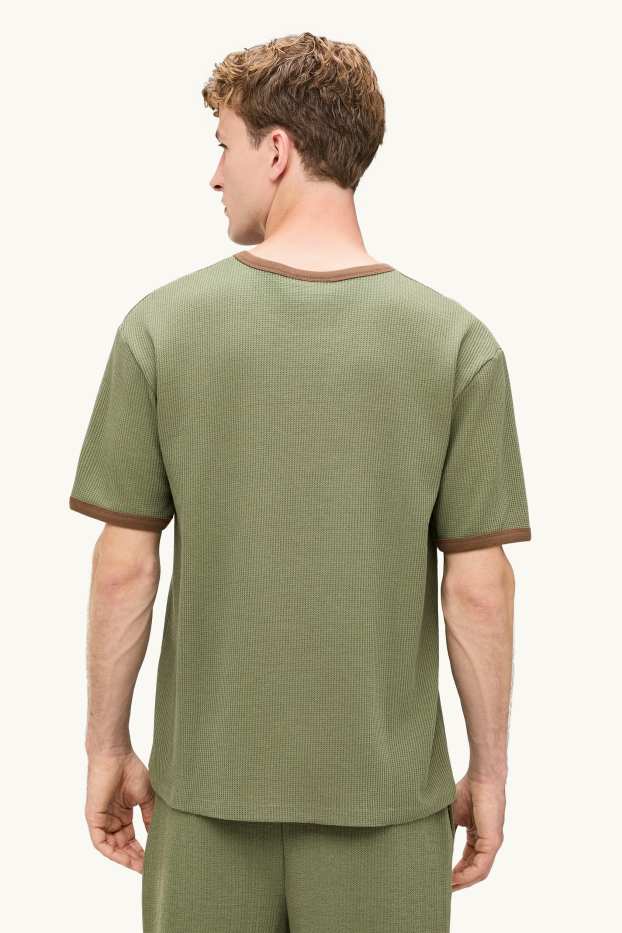 Herren - T-Shirt - Relaxed Fit - strukturiert - grün