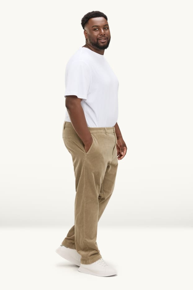 Hommes - Chino en velours côtelé - regular fit - marron clair