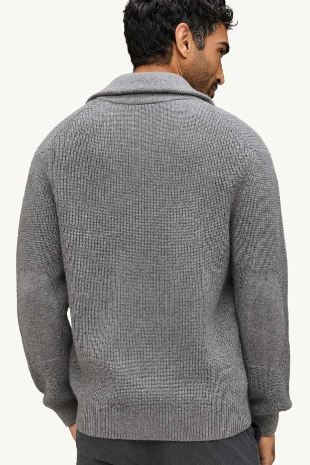 Hommes - Gilet en maille - finition côtelée - gris