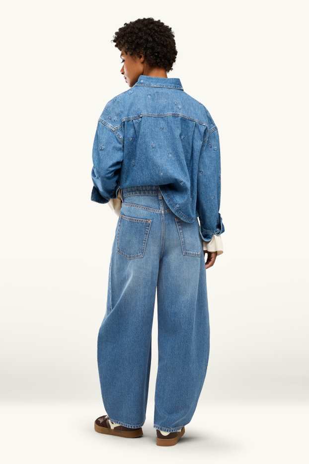 Femmes - Barrel jean - mid waist - jean bleu