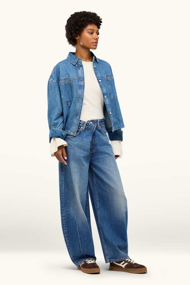 Femmes - Barrel jean - mid waist - jean bleu
