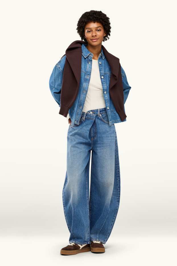 Femmes - Barrel jean - mid waist - jean bleu