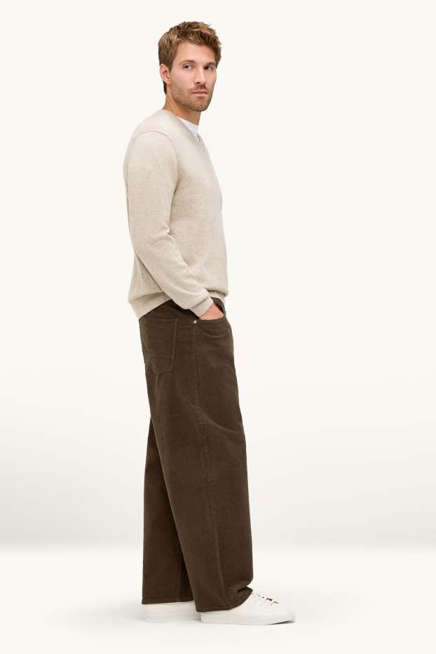 Uomo - Pantaloni in velluto a coste - relaxed fit - marrone scuro