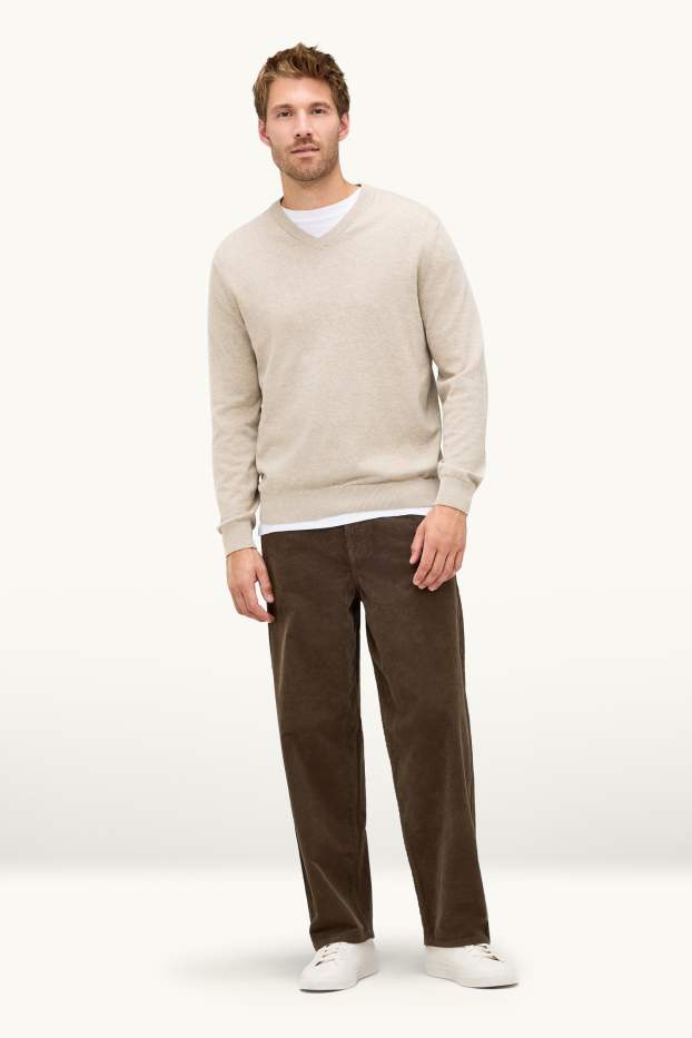 Uomo - Pantaloni in velluto a coste - relaxed fit - marrone scuro