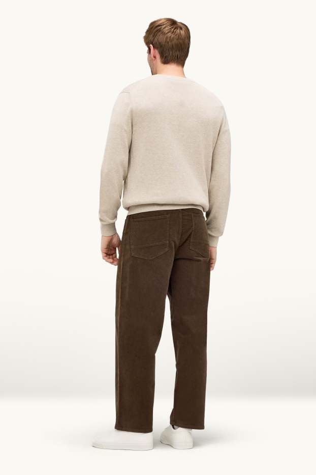 Uomo - Pantaloni in velluto a coste - relaxed fit - marrone scuro