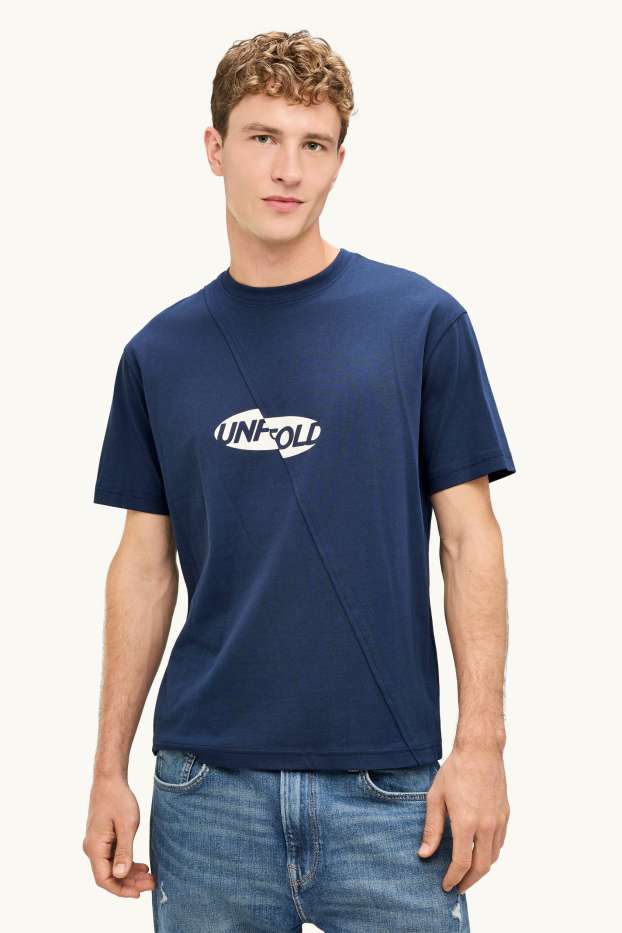 Hommes - T-shirt - relaxed fit - bleu / blanc