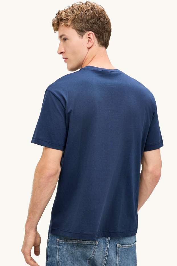 Hommes - T-shirt - relaxed fit - bleu / blanc
