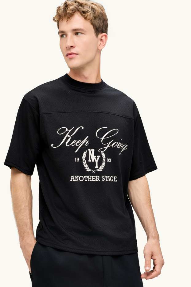 Heren - T-shirt - oversized - zwart