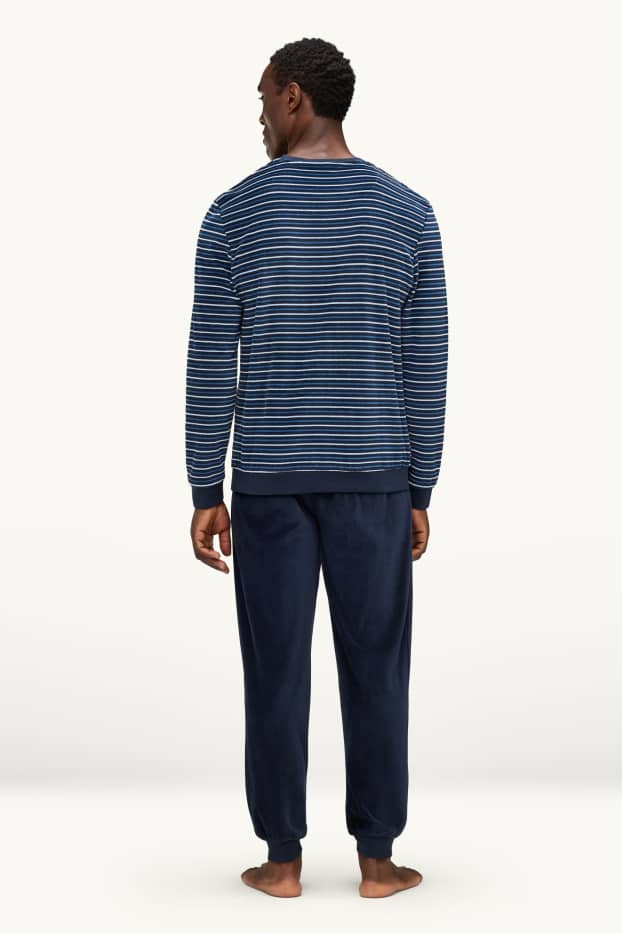 Herren - Winterpyjama - dunkelblau / weiß