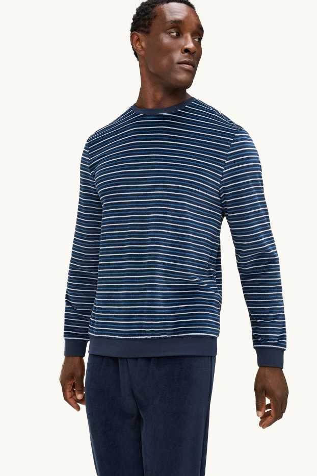 Herren - Winterpyjama - dunkelblau / weiß