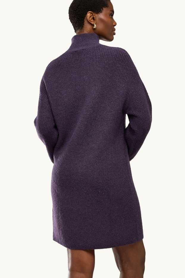 Femmes - Robe en maille - straight fit - finition côtelée - violet