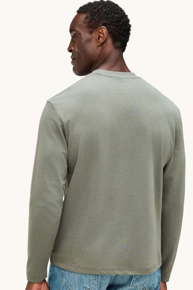 Men - Long sleeve top - relaxed fit - green-melange