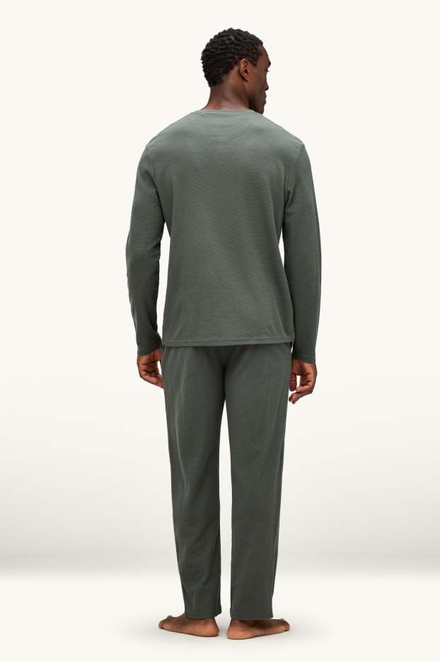 Hommes - Pyjama - texturé - vert foncé