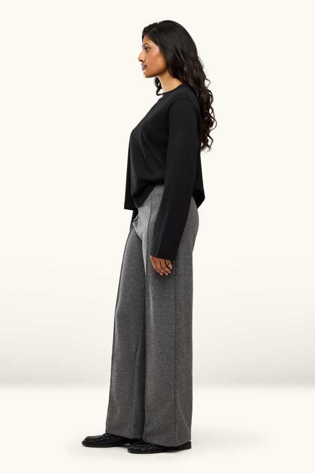 Femmes - Pantalon de jogging en maille - gris chiné