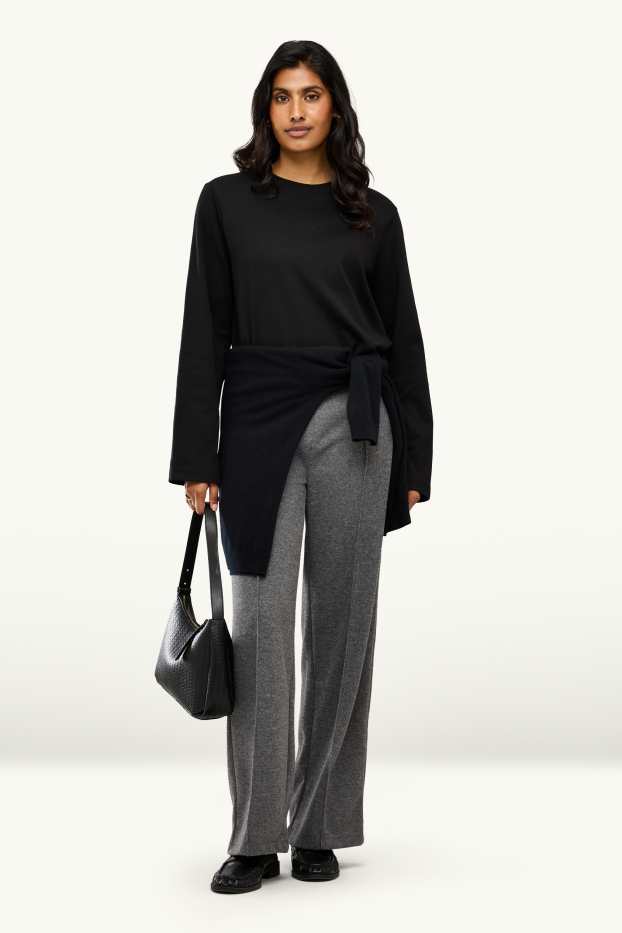 Femmes - Pantalon de jogging en maille - gris chiné